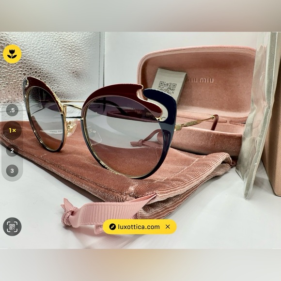 miu miu 57TS HB5-GRO Blue garnet gold cat eye ‼️Size 54-20-140 Authentic - Picture 8 of 15